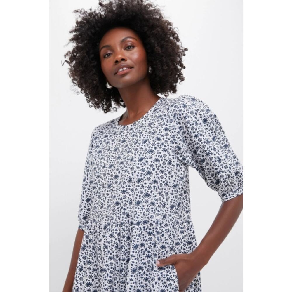 SZ BLOCKPRINT Exclusive Navy Ditsy Print Gaia Dress Size XS NWT Retail $288 - Picture 5 of 6